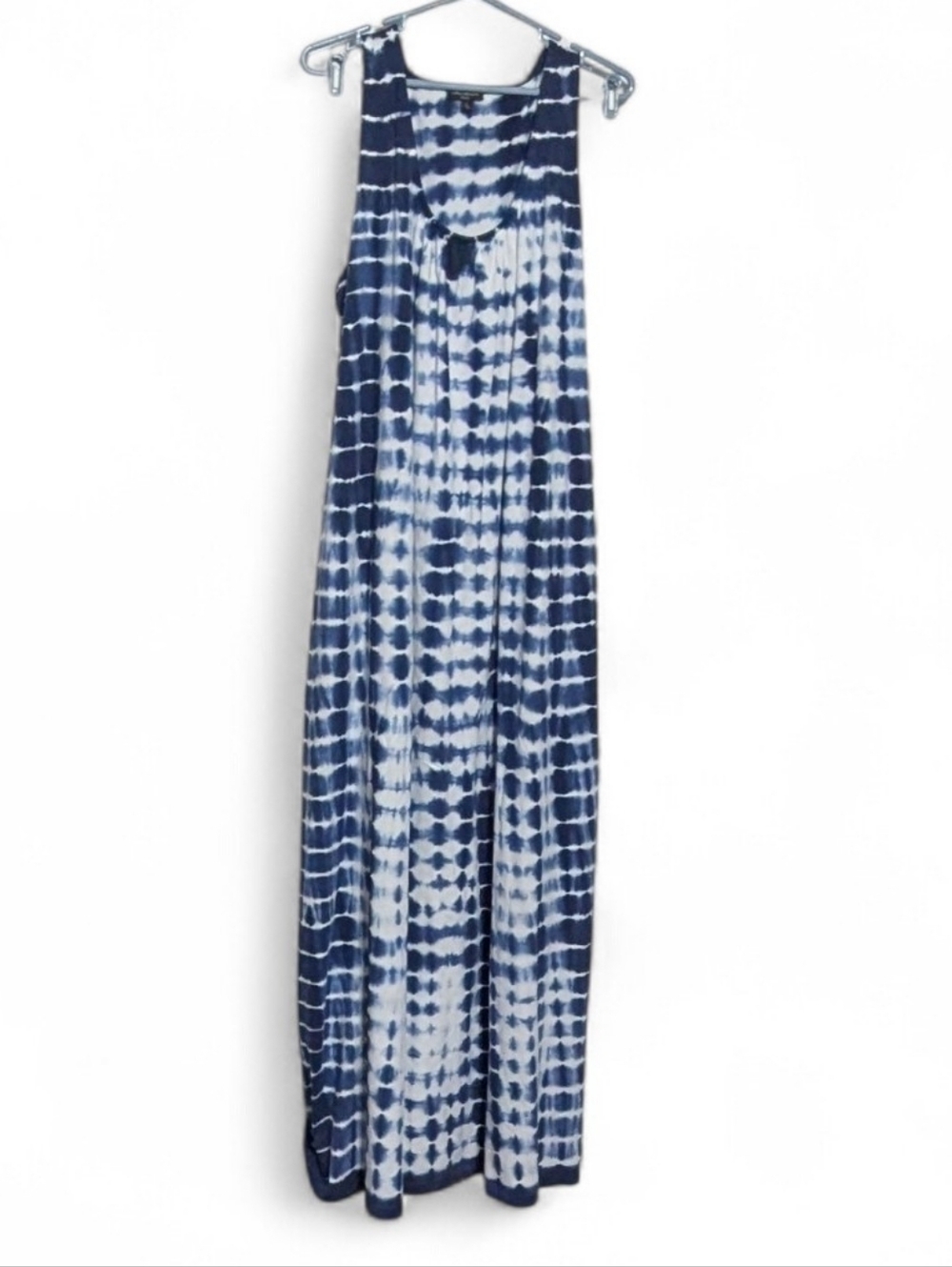 Lord & Taylor Tie Dye Maxi Dress Sleeveless Blue White